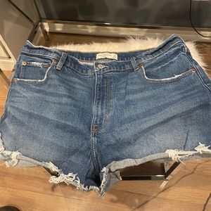Abercrombie distressed blue jean shorts